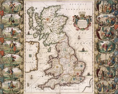 Britannië zoals het was verdeeld in de tijd van de Engelse Saksen, 1616 door John Speed